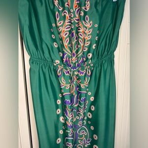 Peach Love Cream Vibrant Green Maxi Dress